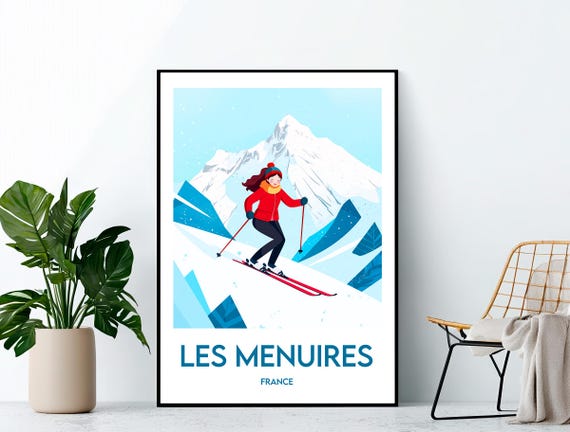 Les Menuires Poster Ski Art Print Resort France Gift
