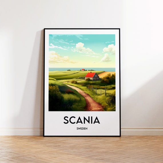 Scania Poster Skane Print Sweden Illustration Skne Gift Vintage Travel