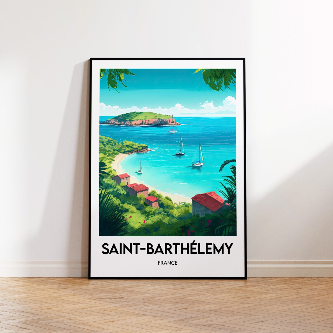 Saint Barthlemy Poster St Barts Print Illustration Gift Vintage Travel