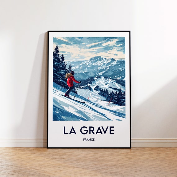 La Grave Poster Art Print France Ski Resort Vintage Travel Gift
