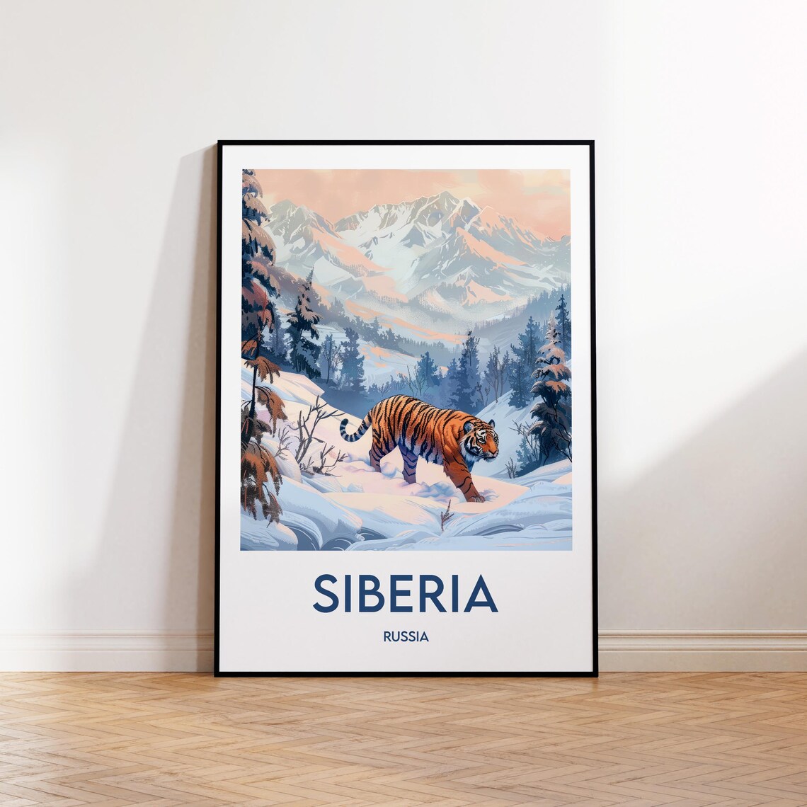 Siberia Poster Art Print Russia Customizable Vintage Travel Tiger Gift
