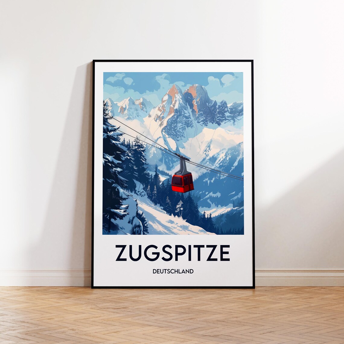 Zugspitze Vintage Travel Poster, Germany Art Print