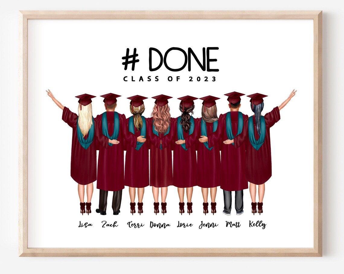Class Of 2023 Hashtag DONE Graduation Group Of Friends Poster