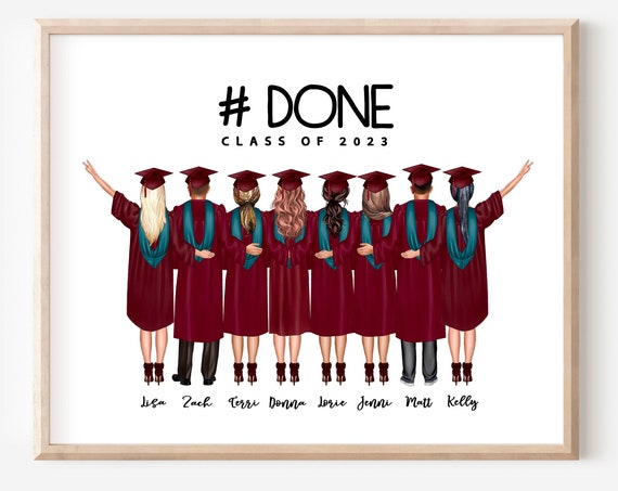 Graduation Group Personalized Print Group Of Grad Friends College Graduation Gift For Best Friends Class Of 2023 High School