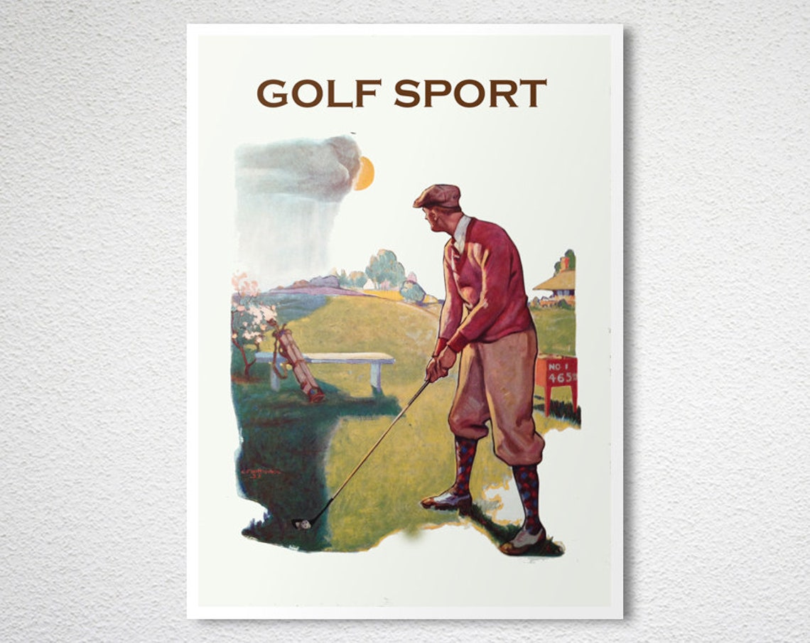 Golf Sport Vintage Golfer Putting Green Classic Sport Poster - Image 2