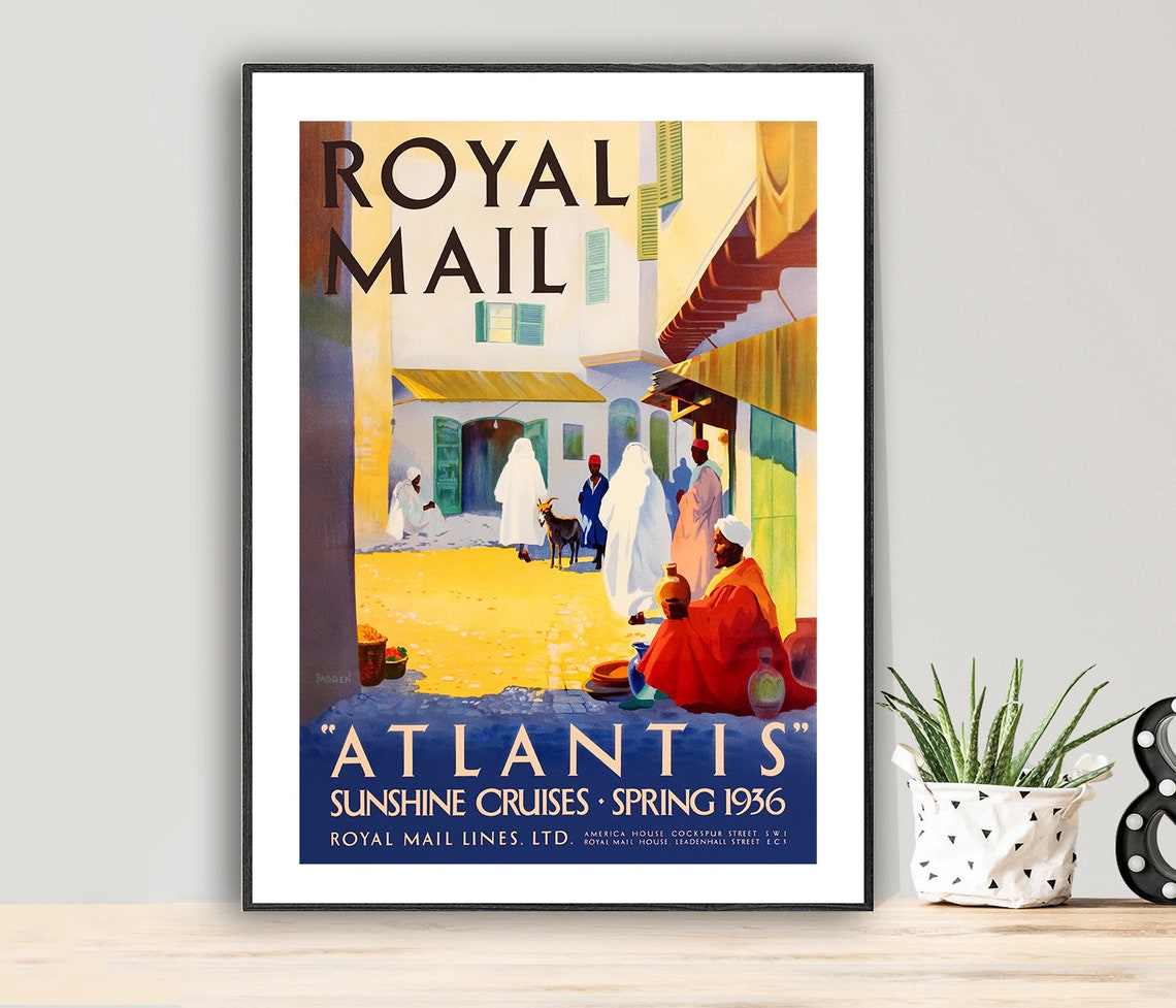 Royal Mail Atlantis Sunshine Cruises 1936 Vintage Poster Moroccan Art