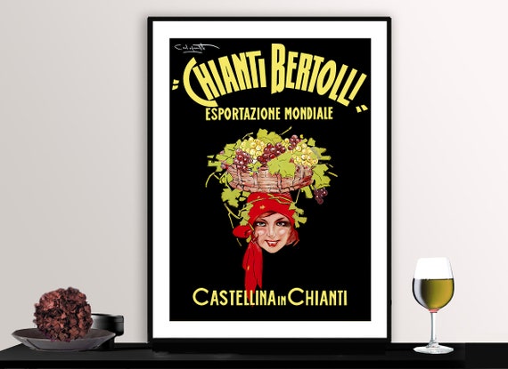 Chianti Bertolli Castellina In Chianti Vintage Fooddrink Poster Poster Paper Or Print Gift Idea