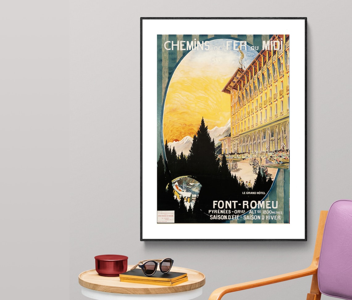 Font Romeu Pyrenees Grand Hotel Chemins de Fer du Midi Travel Poster