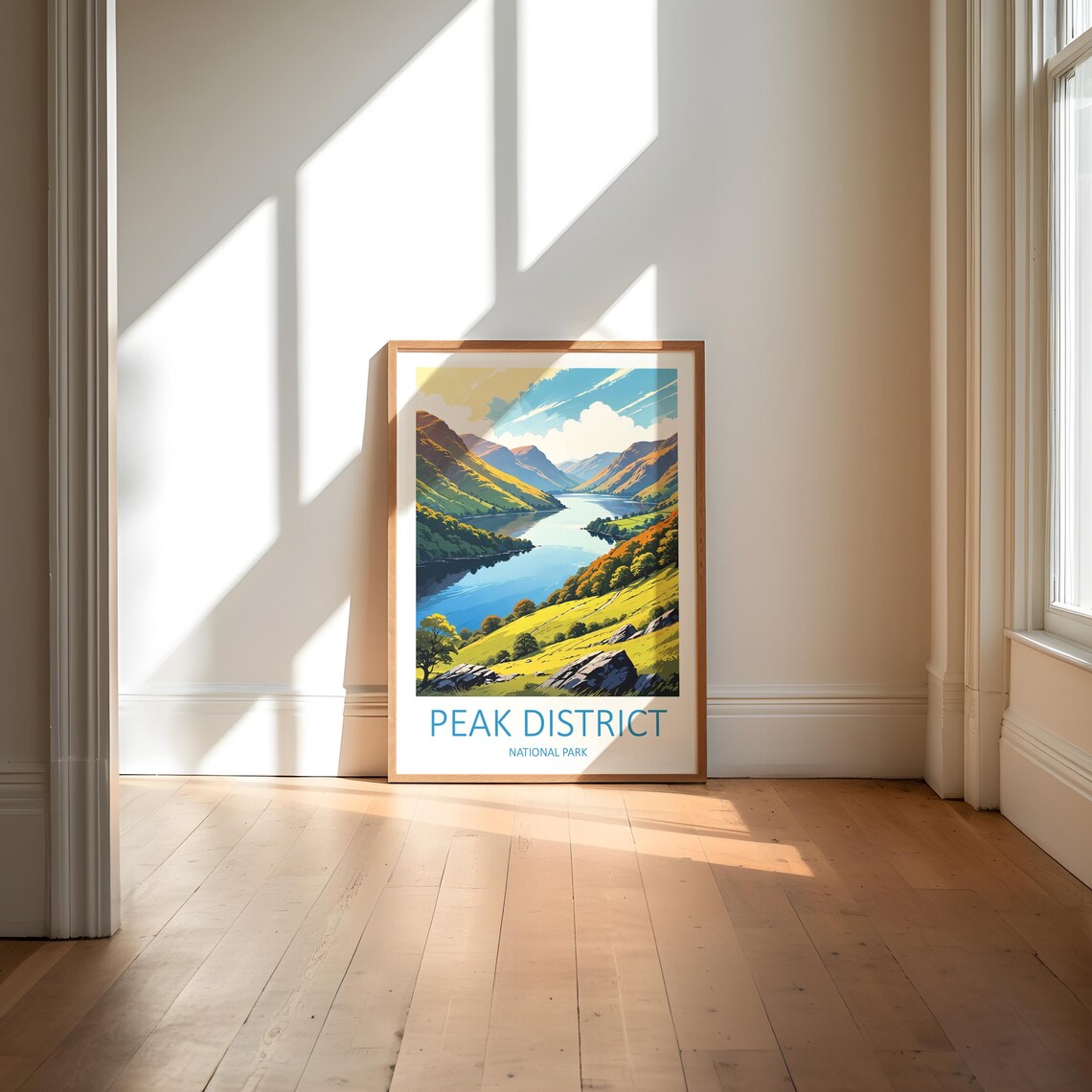 Peak District National Park Valley Lake Golden View Travel Poster - Image 6