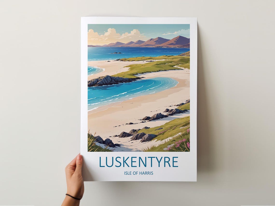 Luskentyre Isle Of Harris White Sand Beach Turquoise Travel Poster - Image 6