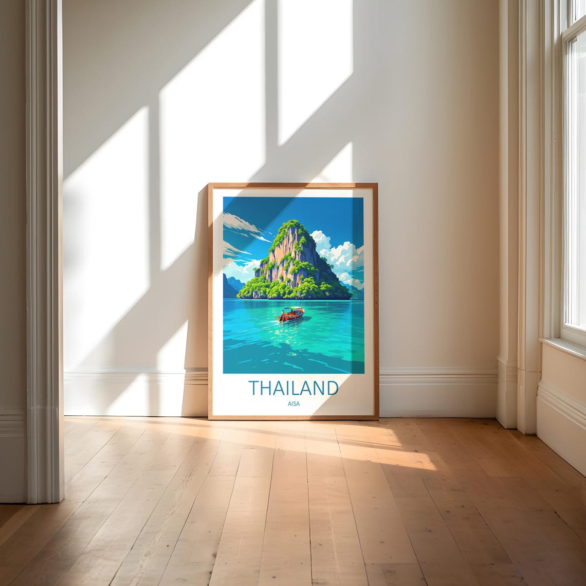 Thailand Limestone Karst Island Longtail Boat Bay Scenic Travel Poster - Image 5