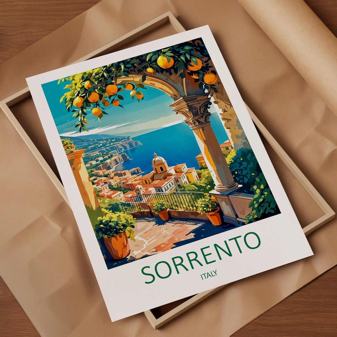 Sorrento Italy Orange Grove Terrace View Over Coastal Town Bay Poster - Image 4