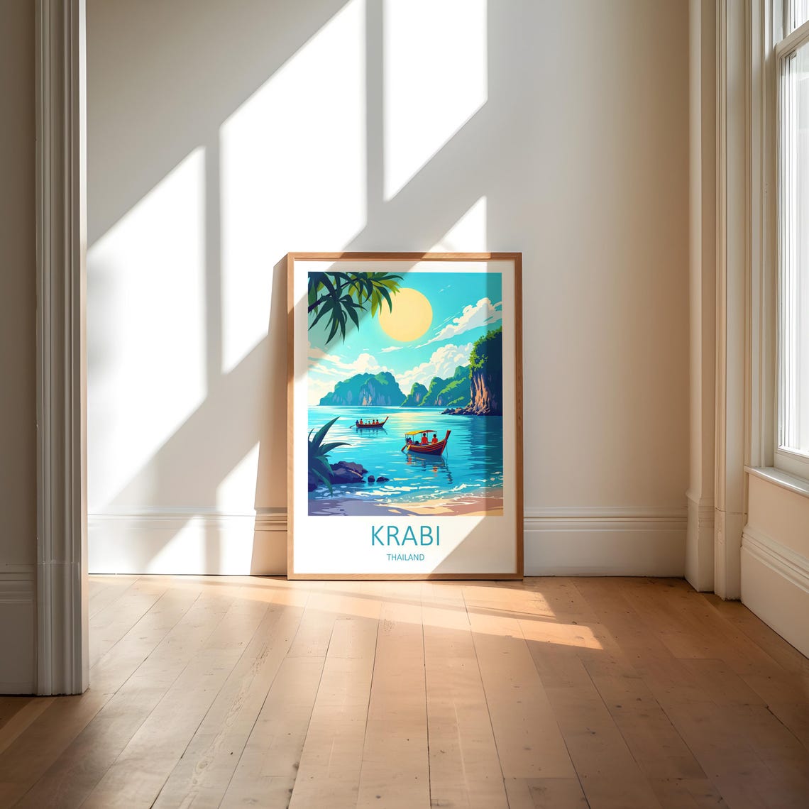 Krabi Thailand Longtail Boats Limestone Cliffs Travel Poster - Image 6