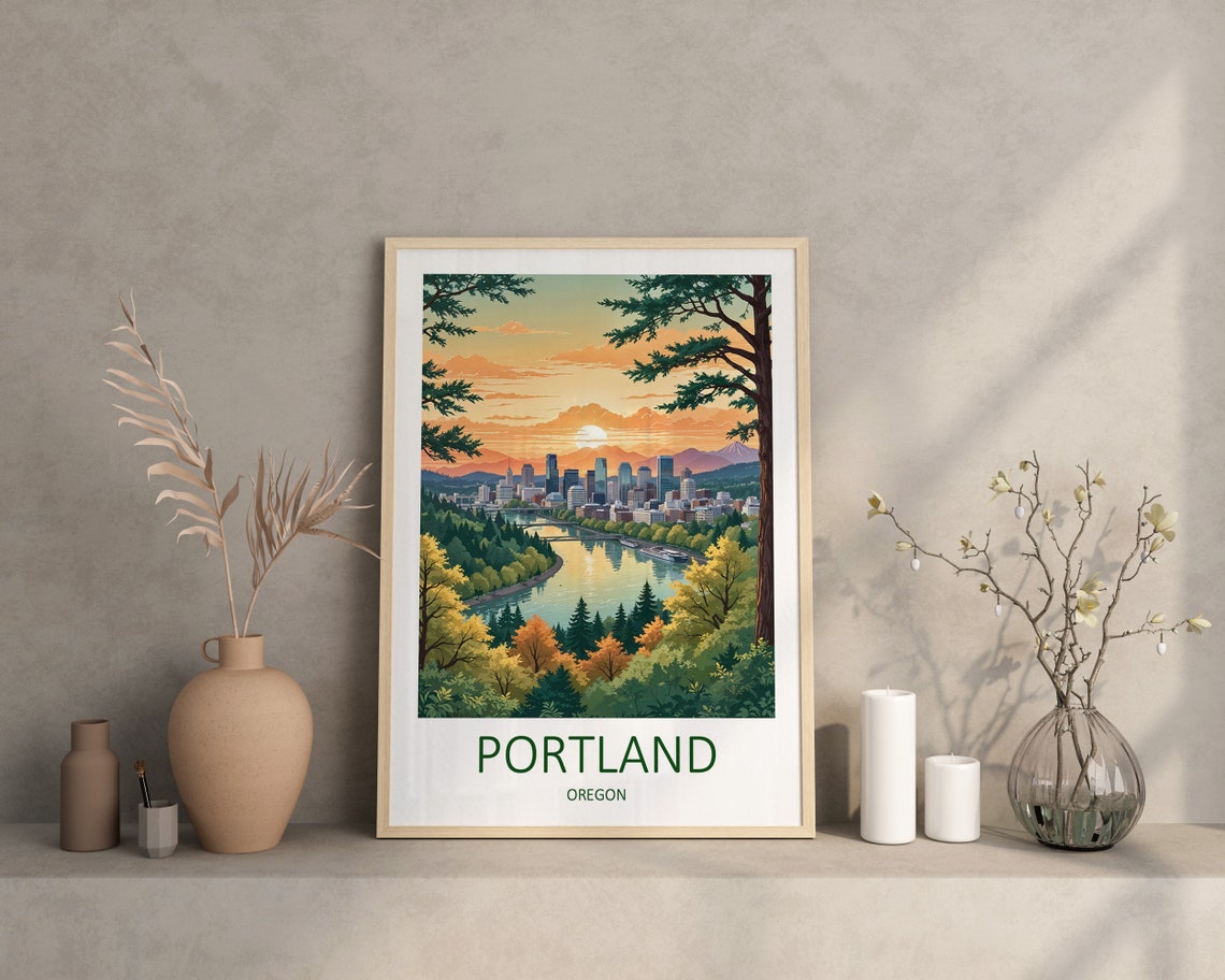 Portland Print Portland Oregon Wall Art Oregon Print Poster Portland Travel Print Portland Oregon Travel Gift Us Travel Poster - Image 4