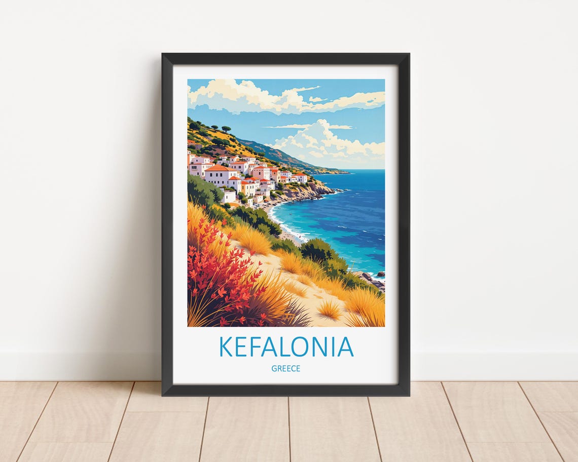 Kefalonia Greece Travel Print Kefalonia Gifts Kefalonia Wall Art Greece Print Travel Gift Kefalonia Poster Greek Islands Anniversary
