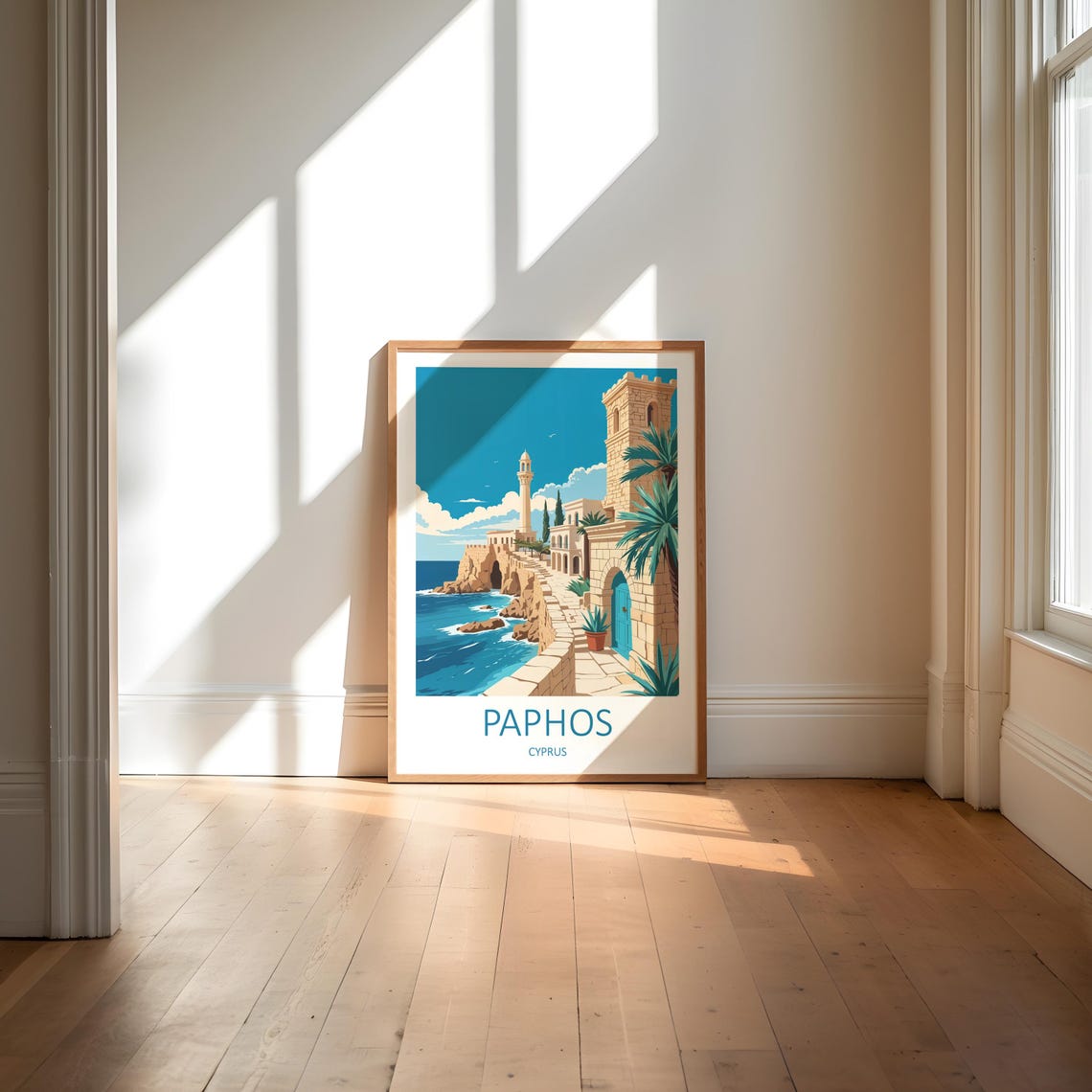 Paphos Cyprus Coastal Castle Harbor Stone Architecture View Poster - Image 6