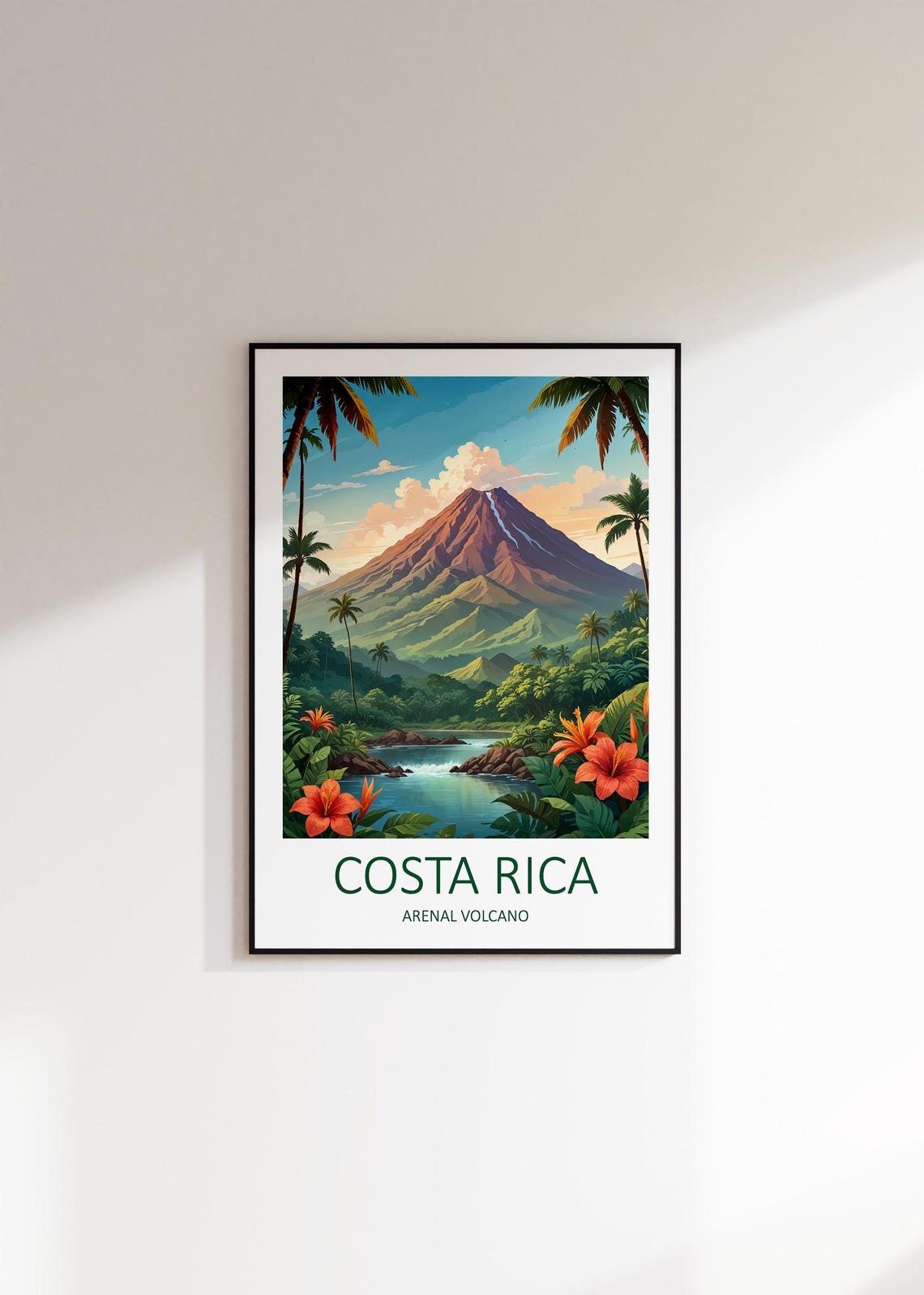 Costa Rica Print Arenal Volcano Costa Rica Poster Tropical Print Caribbean Prints Costa Rica Travel Print Travel Gift Travel Poster - Image 3