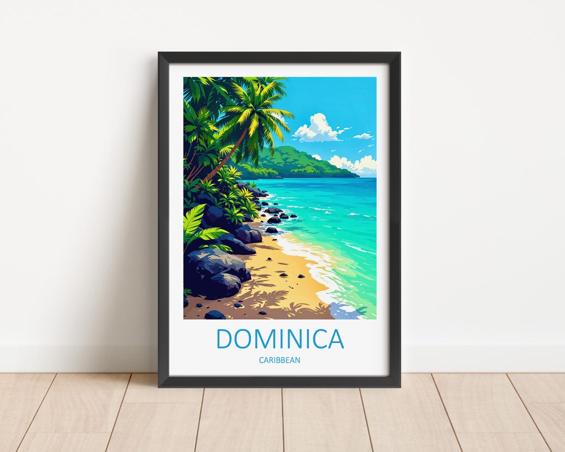 Dominica Caribbean Travel Poster Dominica Print Caribbean Wall Art Honeymoon Gifts Tropical Art Print Birthday Present Caribbean Decor