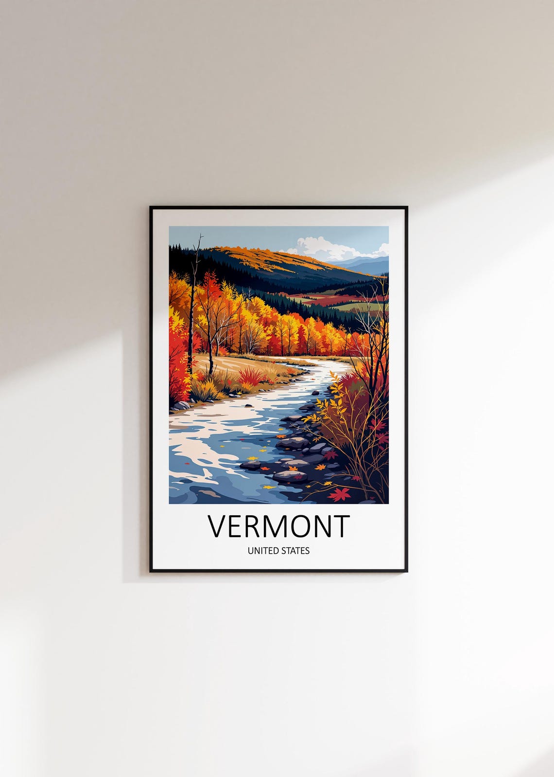 Vermont Poster Vermont Travel Print Vermont Wall Art Fall In Vermont Usa Travel Poster Birthday Gift Autumn Art Print Stowe Vermont - Image 3