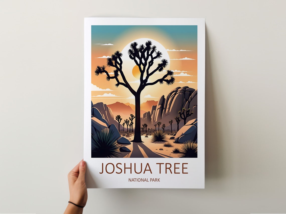 Joshua Tree National Park Desert Sunset Silhouette Art Poster - Image 5