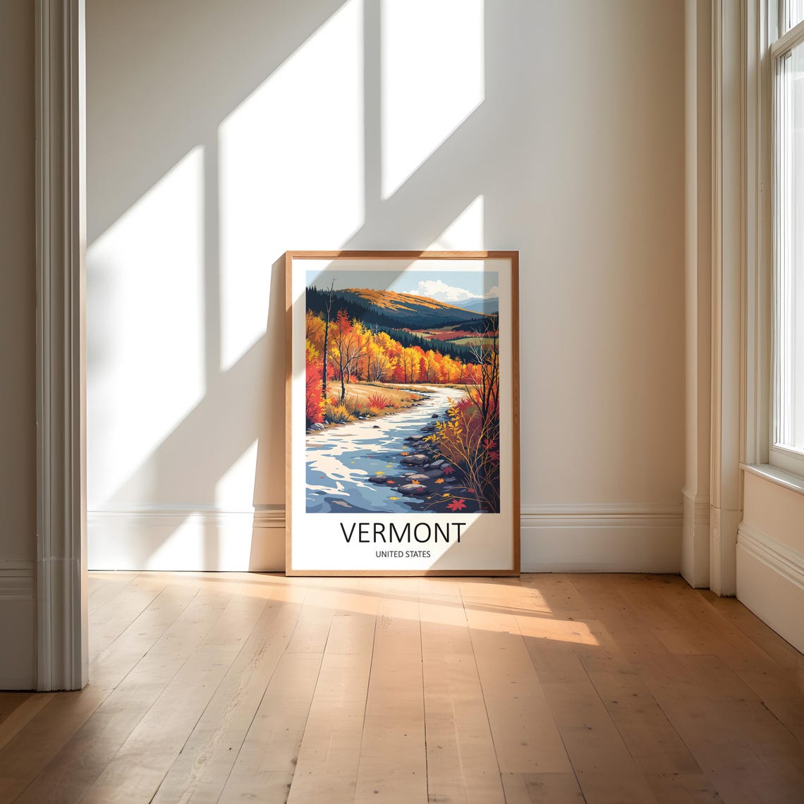 Vermont Poster Vermont Travel Print Vermont Wall Art Fall In Vermont Usa Travel Poster Birthday Gift Autumn Art Print Stowe Vermont - Image 5