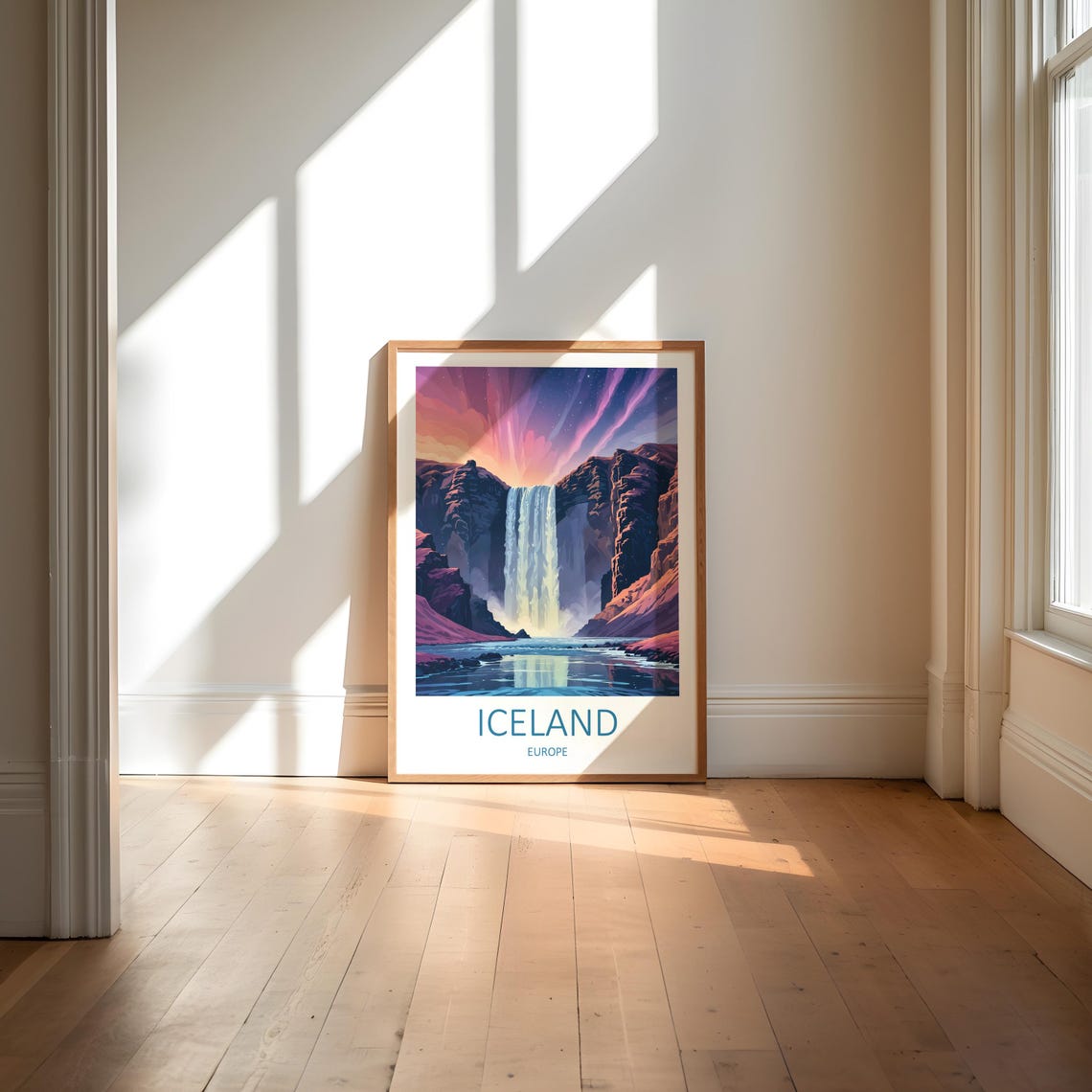 Iceland Print Iceland Poster Skogafoss Print Print Of Iceland Iceland Travel Print Waterfall Art Art Lover Gift Iceland Gifts - Image 6