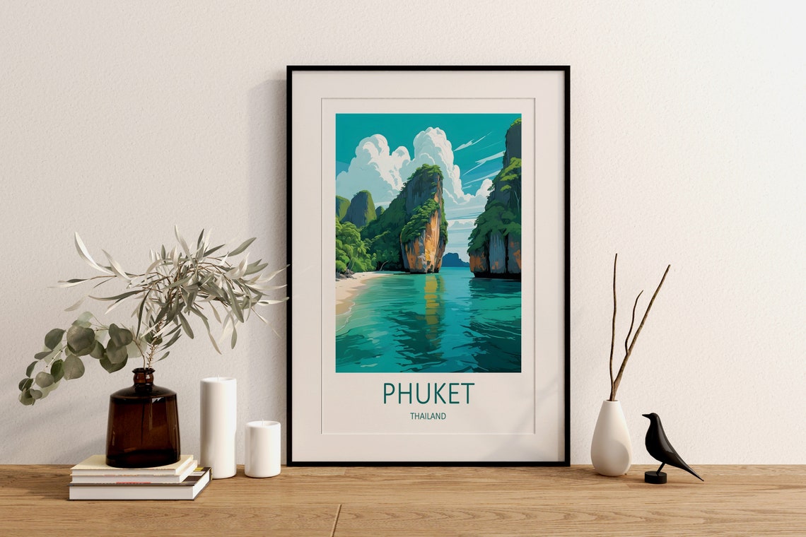 Phuket Thailand Limestone Karsts Rising From Emerald Lagoon Poster - Image 2