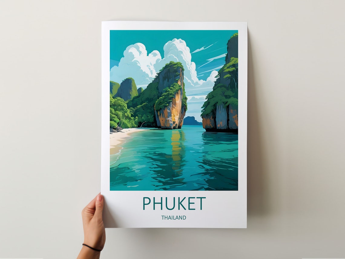 Phuket Thailand Limestone Karsts Rising From Emerald Lagoon Poster - Image 5