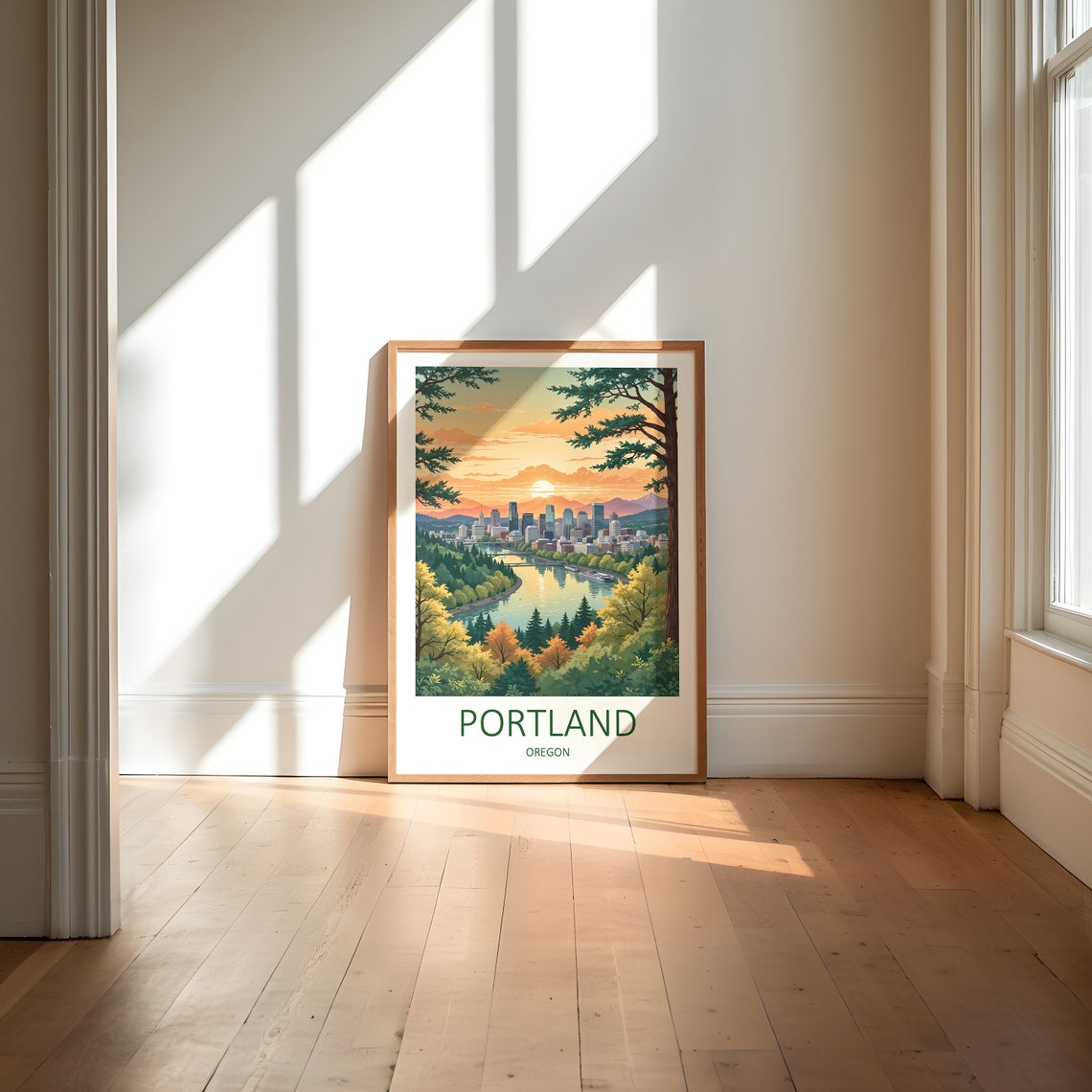 Portland Print Portland Oregon Wall Art Oregon Print Poster Portland Travel Print Portland Oregon Travel Gift Us Travel Poster - Image 6