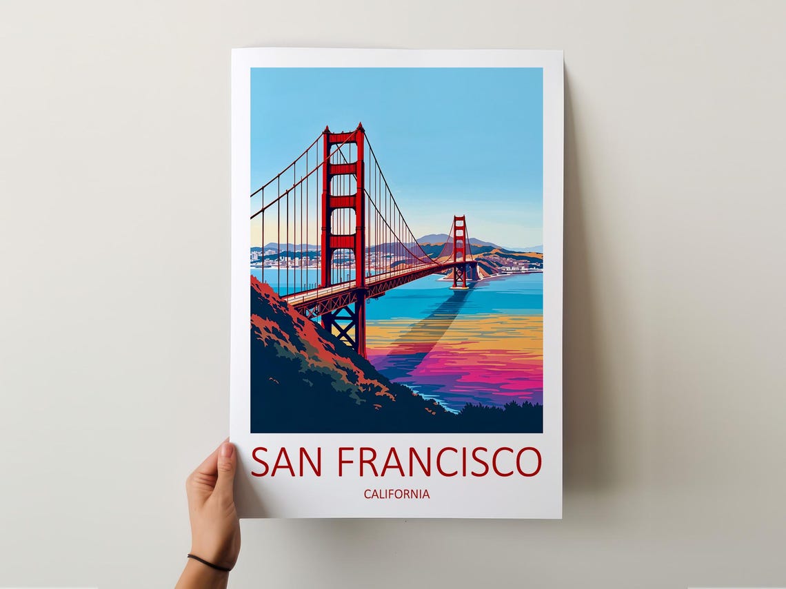San Francisco California Golden Gate Bridge at Sunset Poster - Image 5