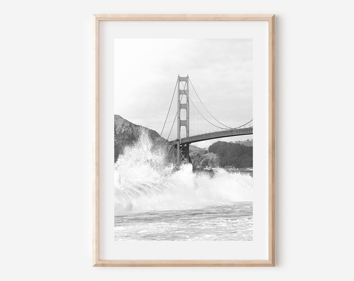 San Francisco Black And White Golden Gate Bridge Art Print