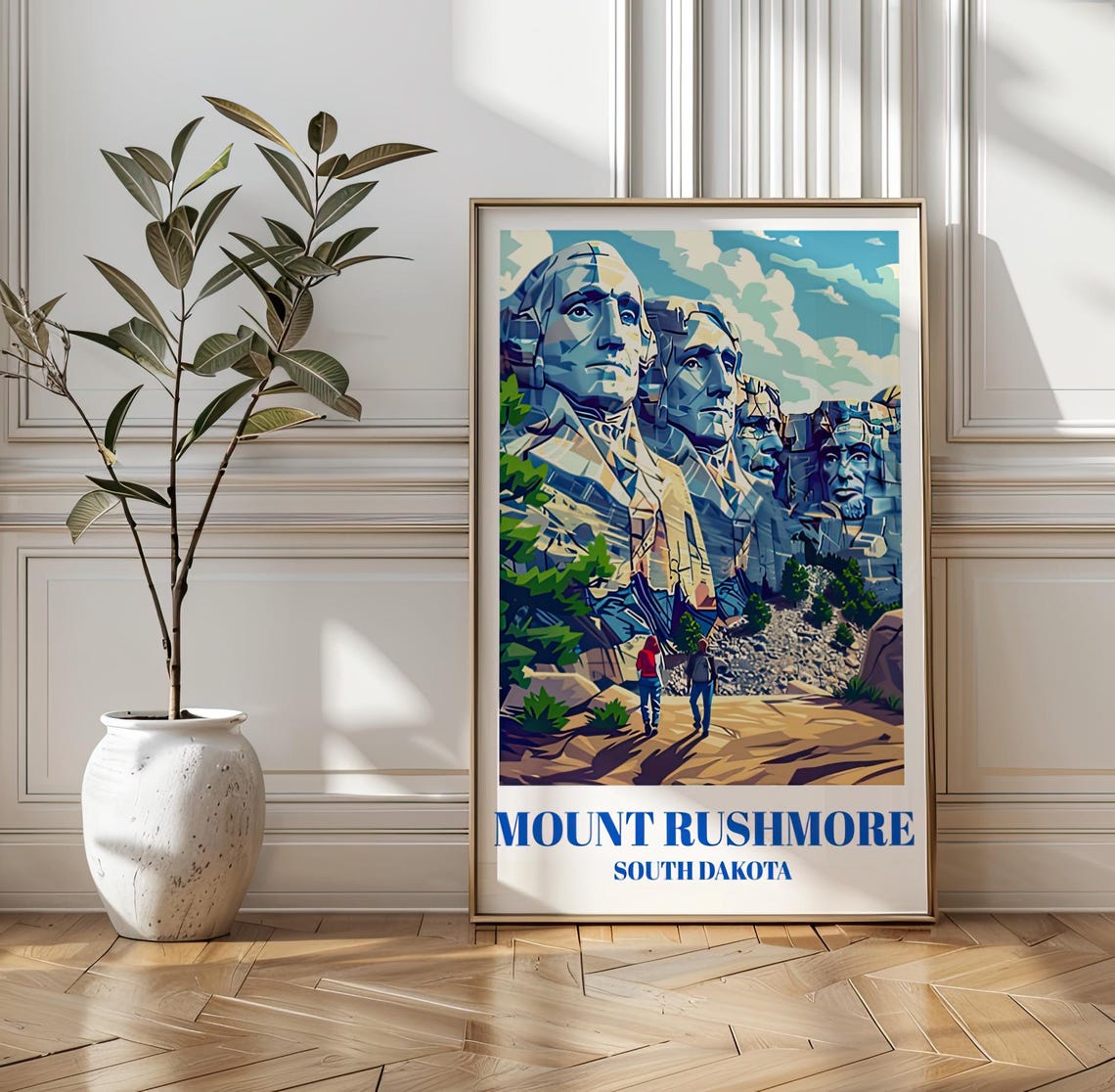 Mount Rushmore South Dakota Carved Faces Vintage Travel Poster