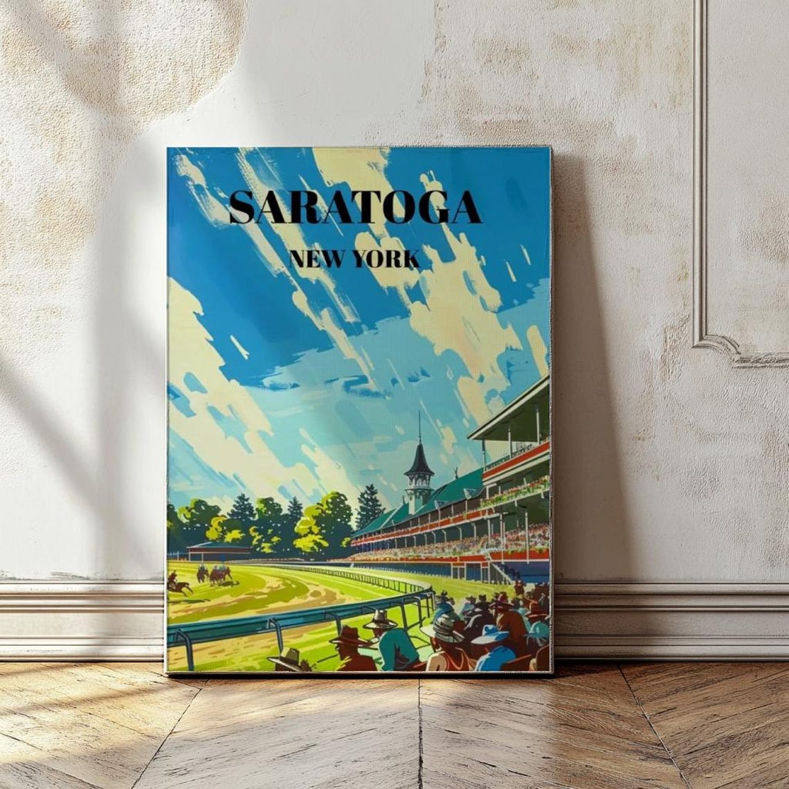 Classic Saratoga New York Horse Racing Grandstand Vintage Poster