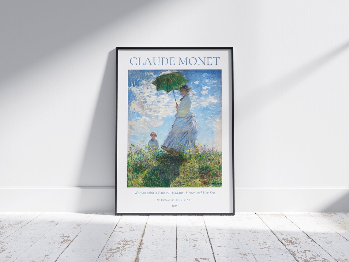 Monet Woman with a Parasol Madame Monet Meadow 1875 Exhibition Art Poster - Image 3