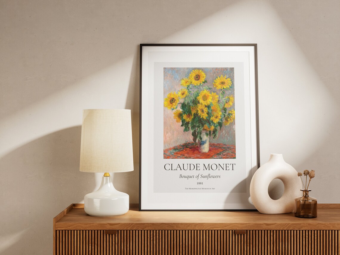 Claude Monet Bouquet Of Sunflowers 1881 Museum Exhibition Wall Art - Image 5