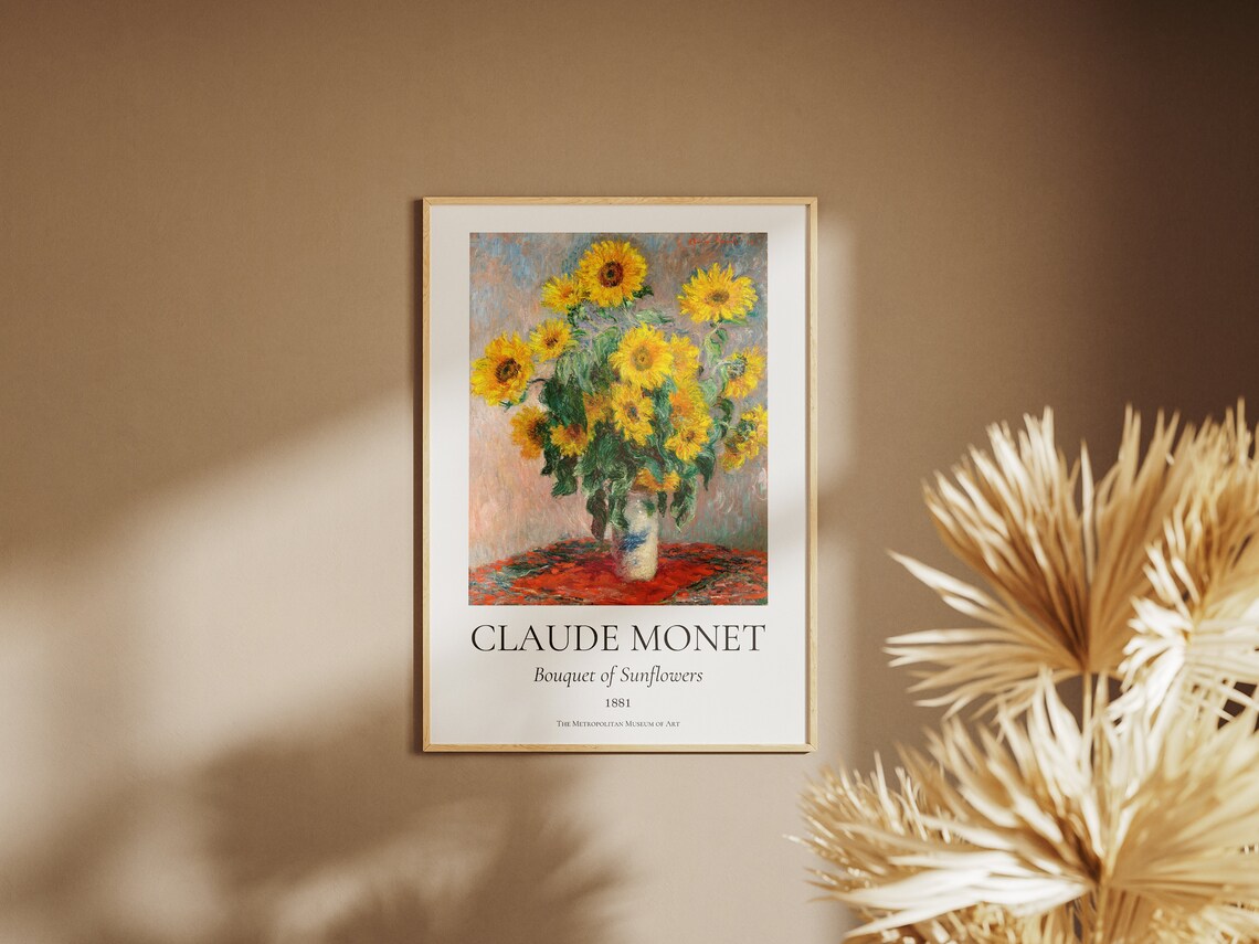 Claude Monet Bouquet Of Sunflowers 1881 Museum Exhibition Wall Art - Image 7