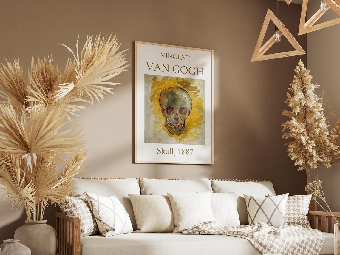 Van Gogh Skull 1887 Skeleton Painting Yellow Background Art Poster - Image 2