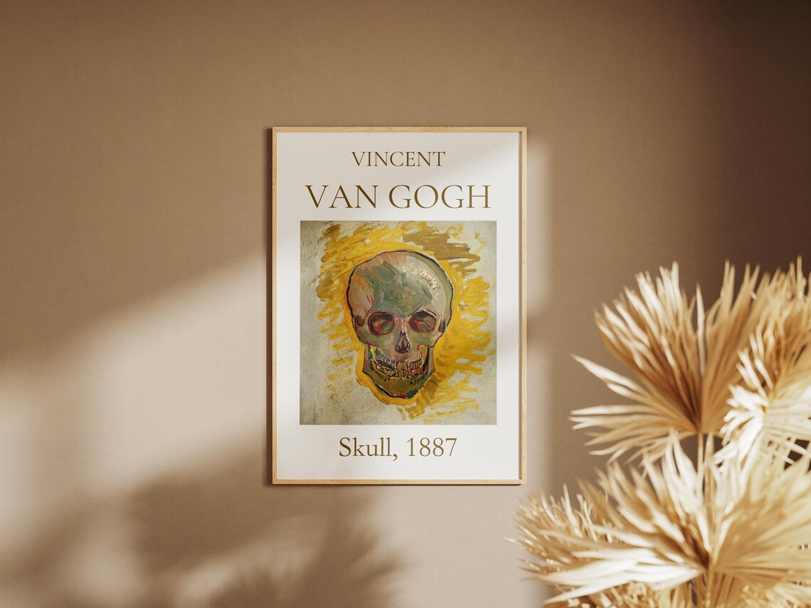 Van Gogh Skull 1887 Skeleton Painting Yellow Background Art Poster - Image 7