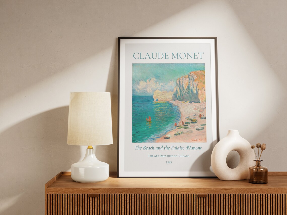 Claude Monet Beach And Falaise DAmont Etretat 1885 Exhibition Wall Art - Image 3