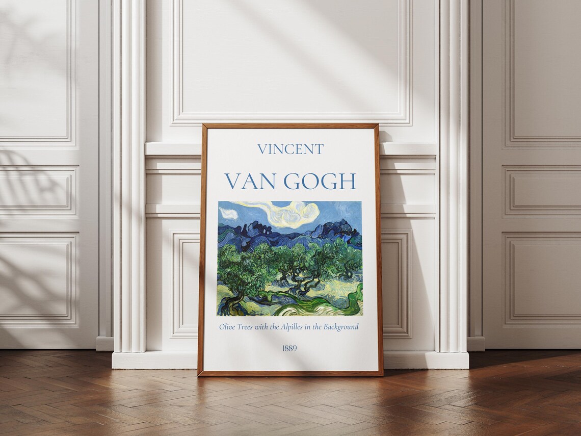 Van Gogh Art Print Olive Trees With The Alpilles In The Background Van Gogh Exhibition Poster Van Gogh Painting Nature Landscape Poster - Image 3