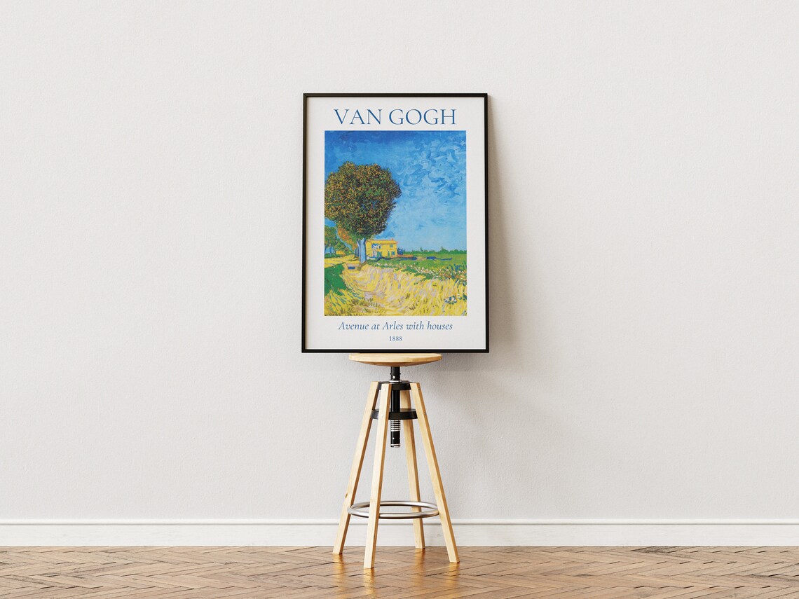 Van Gogh Art Print Avenue At Arles With Houses Van Gogh Exhibition Poster Van Gogh Painting Trees Landscape Painting Museum Poster - Image 2