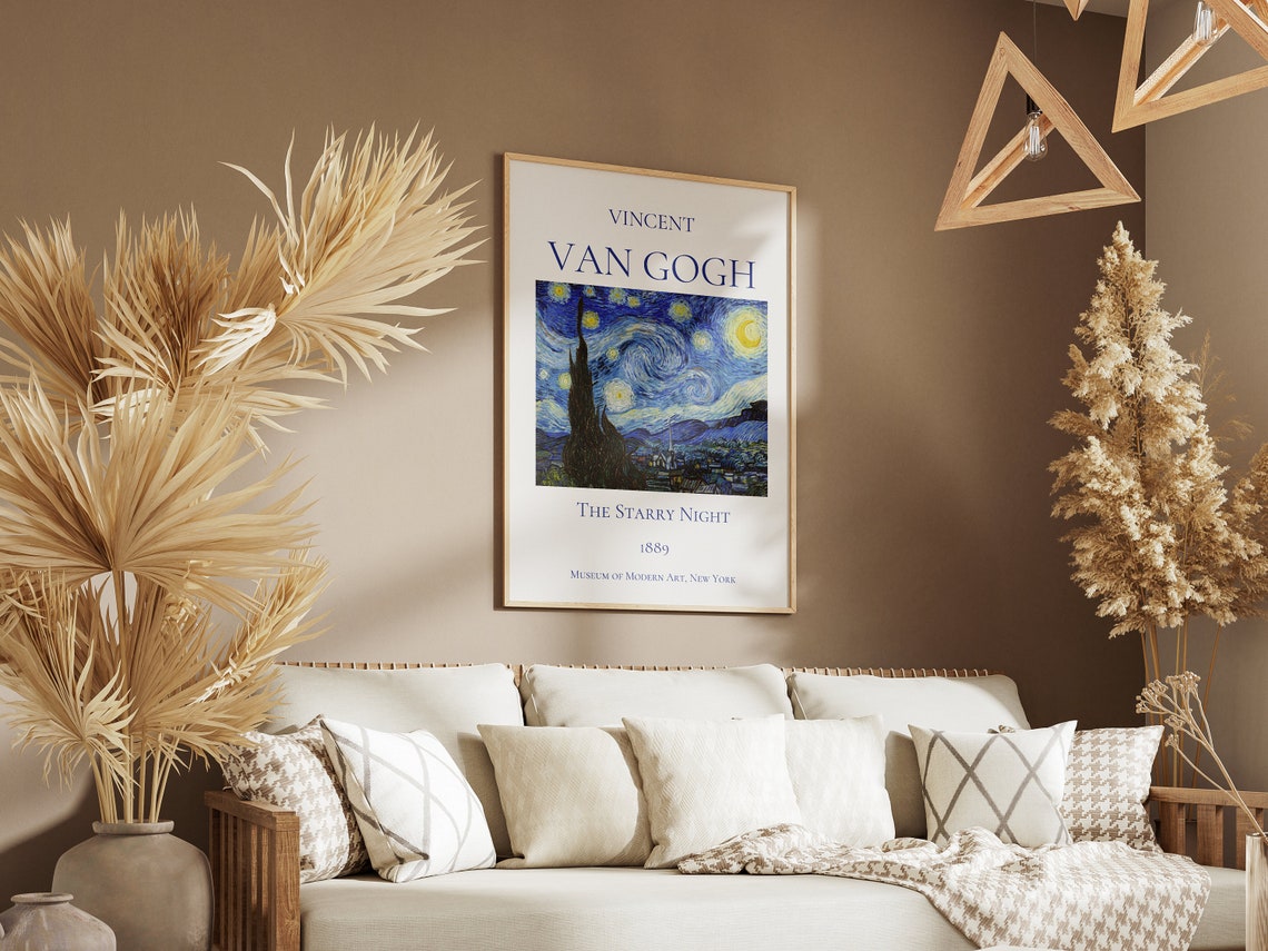 Van Gogh Art Print The Starry Night Van Gogh Exhibition Poster Van Gogh Painting Night Landscape Artwork Museum Poster - Image 4