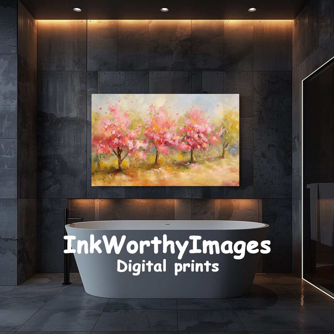 Blossoming Cherry Trees Art Print, Spring Landscape - Image 5