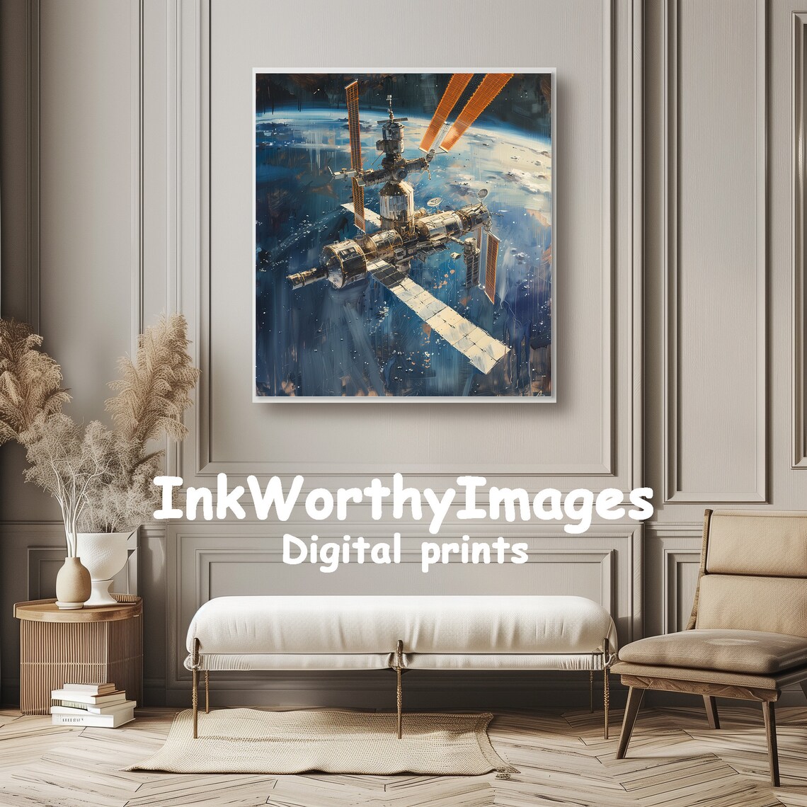 Space Station Painting, Outer Space Astronaut View - Image 6