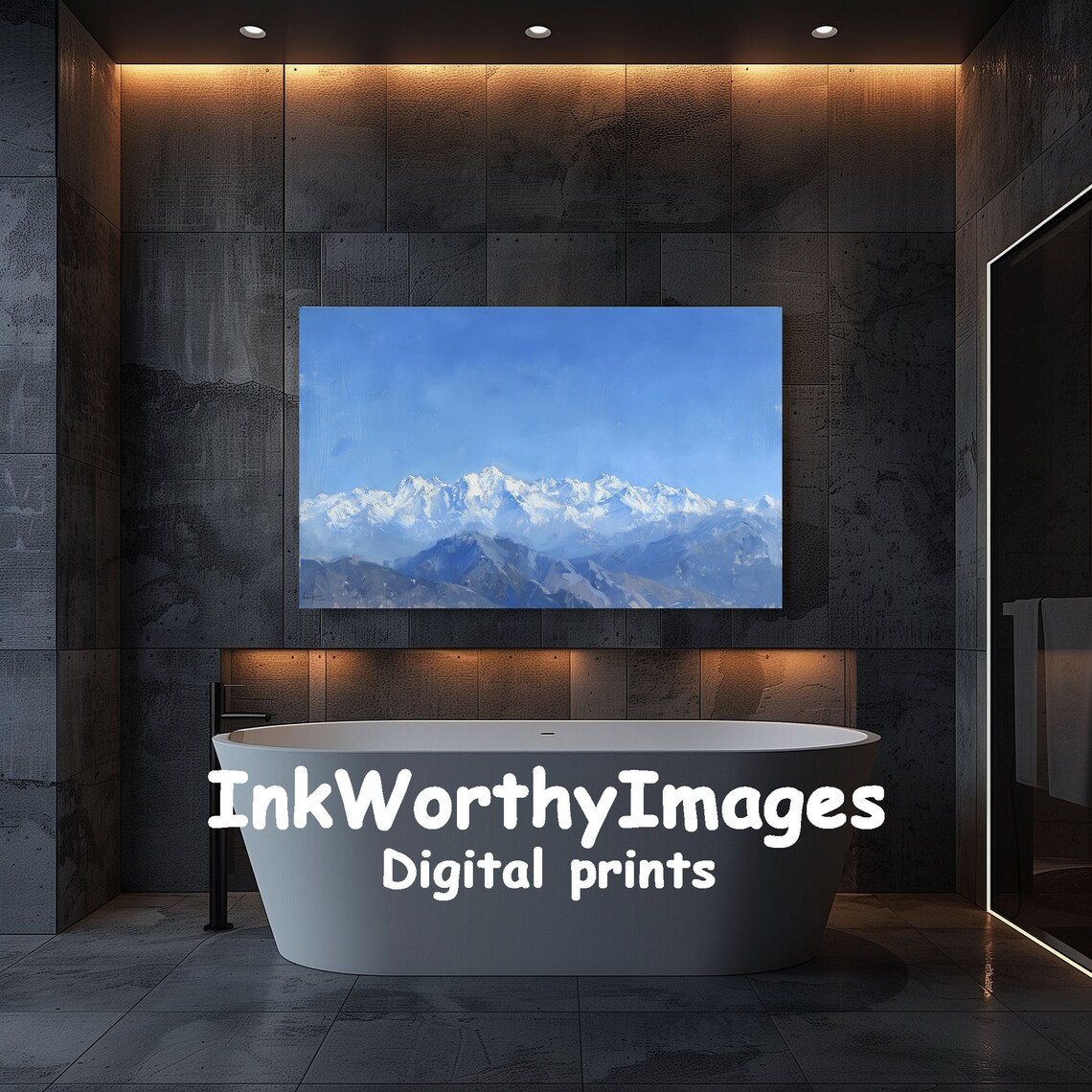 Snow Capped Mountain Peaks, Majestic Highlands Art Print - Image 5