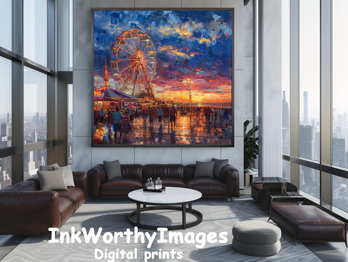 Enchanted Evening Fairground, Vibrant Carnival Scene - Image 2