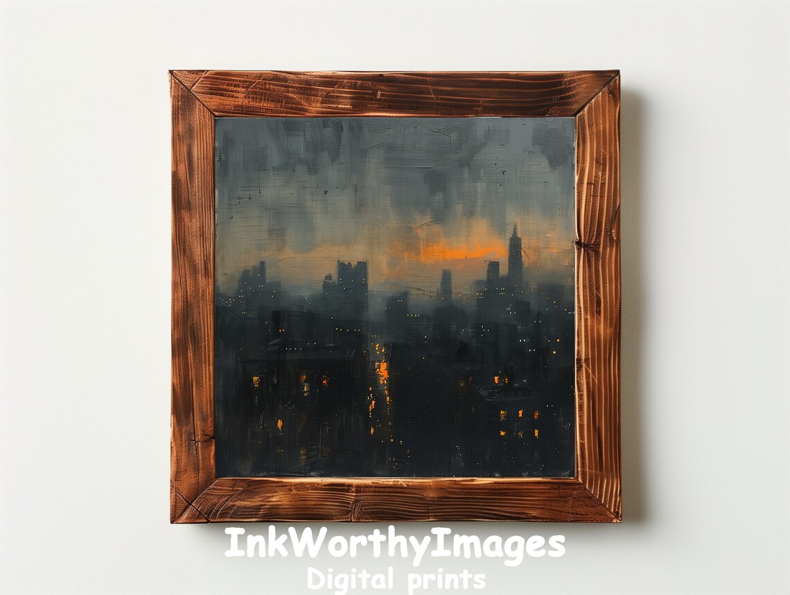 Moody Cityscape Painting, Modern Urban Art - Image 3