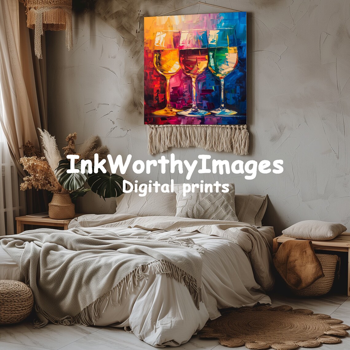 Colorful Wine Glasses, Vibrant Abstract Art Print - Image 3
