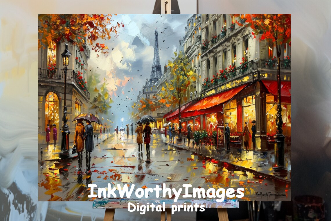 Paris Street Scene In Autumn, Romantic Cityscape