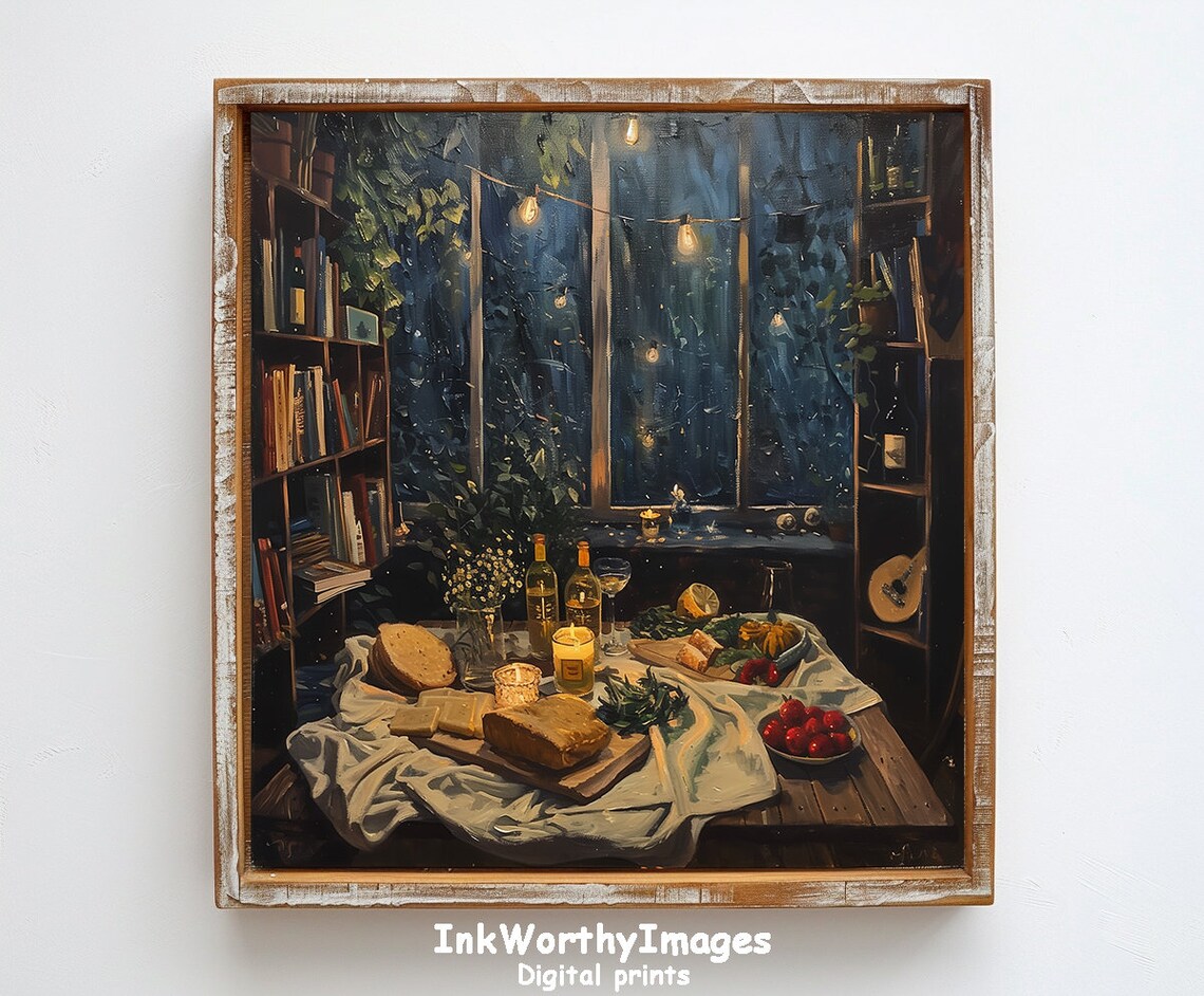 Evening Feast, Cozy Dining Scene Art Print - Image 6